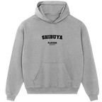Shibuya hoodie – grey men's hoodie with black Shibuya letters and Players Couture logo on the chest