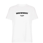 Shrewsbury t-shirt – white men's t-shirt with black Shrewsbury letters and Players Couture logo on the chest