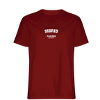 Sigrid t-shirt – red men's t-shirt with white Sigrid letters and Players Couture logo on the chest