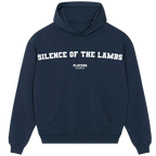 Silence Of The Lambs hoodie – navy men's hoodie with white Silence Of The Lambs letters and Players Couture logo on the chest