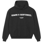 Simon & Garfunkel hoodie – black men's hoodie with white Simon & Garfunkel letters and Players Couture logo on the chest