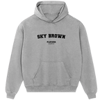 Sky Brown hoodie – brown men's hoodie with white Sky Brown letters and Players Couture logo on the chest