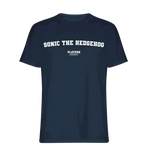 Sonic The Hedgehog t-shirt – navy men's t-shirt with white Sonic The Hedgehog letters and Players Couture logo on the chest