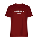Sophia Smith t-shirt – red men's t-shirt with white Sophia Smith letters and Players Couture logo on the chest