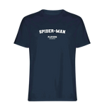 Spider-Man t-shirt – navy men's t-shirt with white Spider-Man letters and Players Couture logo on the chest