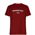 Splinter Cell t-shirt – red men's t-shirt with white Splinter Cell letters and Players Couture logo on the chest