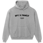 Spy X Family hoodie – grey men's hoodie with black Spy X Family letters and Players Couture logo on the chest