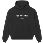 St Helens hoodie – black men's hoodie with white St Helens letters and Players Couture logo on the chest
