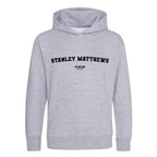 Stanley Matthews hoodie – grey kids' hoodie with black Stanley Matthews letters and Players Couture logo on the chest