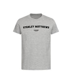 Stanley Matthews t-shirt – grey kids' t-shirt with black Stanley Matthews letters and Players Couture logo on the chest