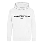 Stanley Matthews hoodie – white kids' hoodie with black Stanley Matthews letters and Players Couture logo on the chest
