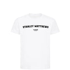 Stanley Matthews t-shirt – white kids' t-shirt with black Stanley Matthews letters and Players Couture logo on the chest