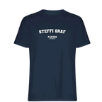 Steffi Graf t-shirt – navy men's t-shirt with white Steffi Graf letters and Players Couture logo on the chest