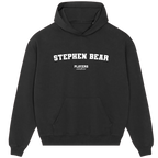 Stephen Bear hoodie – black men's hoodie with white Stephen Bear letters and Players Couture logo on the chest