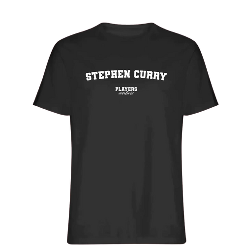 Stephen Curry t-shirt – black men's t-shirt with white Stephen Curry letters and Players Couture logo on the chest