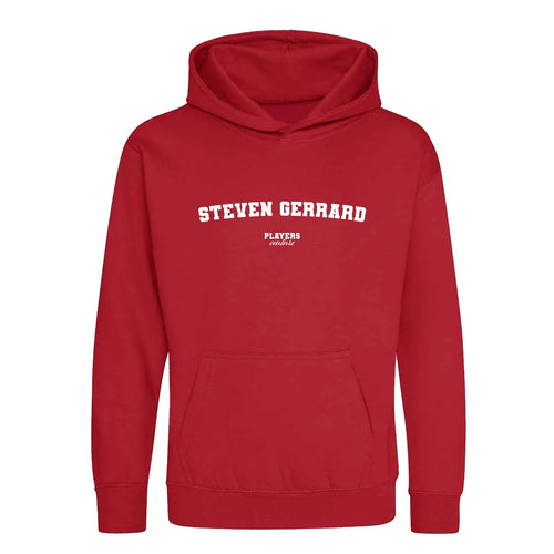 Steven Gerrard hoodie – red kids' hoodie with white Steven Gerrard letters and Players Couture logo on the chest