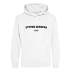 Steven Gerrard hoodie – white kids' hoodie with black Steven Gerrard letters and Players Couture logo on the chest