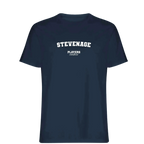 Stevenage t-shirt – navy men's t-shirt with white Stevenage letters and Players Couture logo on the chest