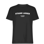 Strand Larsen t-shirt – black men's t-shirt with white Strand Larsen letters and Players Couture logo on the chest