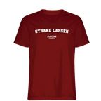 Strand Larsen t-shirt – red men's t-shirt with white Strand Larsen letters and Players Couture logo on the chest