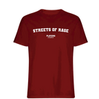 Streets Of Rage t-shirt – red men's t-shirt with white Streets Of Rage letters and Players Couture logo on the chest