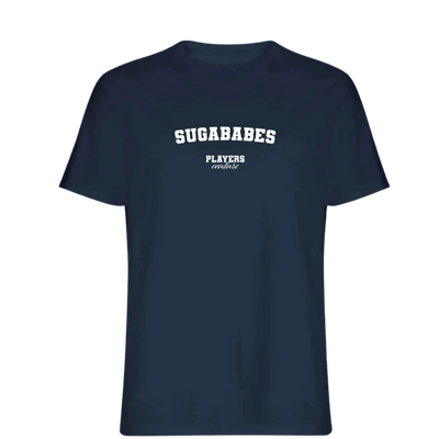 Sugababes t-shirt – navy men's t-shirt with white Sugababes letters and Players Couture logo on the chest