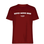 Super Mario Bros t-shirt – red men's t-shirt with white Super Mario Bros letters and Players Couture logo on the chest