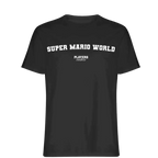 Super Mario World t-shirt – black men's t-shirt with white Super Mario World letters and Players Couture logo on the chest