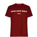 Super Mario World t-shirt – red men's t-shirt with white Super Mario World letters and Players Couture logo on the chest