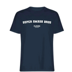Super Smash Bros t-shirt – navy men's t-shirt with white Super Smash Bros letters and Players Couture logo on the chest
