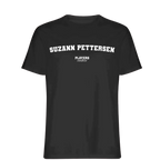 Suzann Pettersen t-shirt – black men's t-shirt with white Suzann Pettersen letters and Players Couture logo on the chest