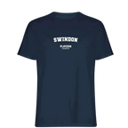 Swindon t-shirt – navy men's t-shirt with white Swindon letters and Players Couture logo on the chest