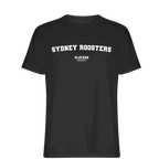 Sydney Roosters t-shirt – black men's t-shirt with white Sydney Roosters letters and Players Couture logo on the chest