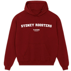Sydney Roosters hoodie – red men's hoodie with white Sydney Roosters letters and Players Couture logo on the chest