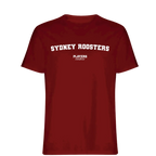 Sydney Roosters t-shirt – red men's t-shirt with white Sydney Roosters letters and Players Couture logo on the chest