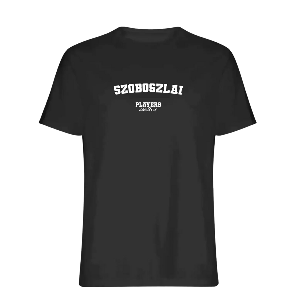 Szoboszlai t-shirt – black men's t-shirt with white Szoboszlai letters and Players Couture logo on the chest