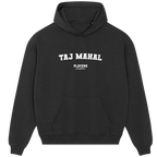 Taj Mahal hoodie – black men's hoodie with white Taj Mahal letters and Players Couture logo on the chest