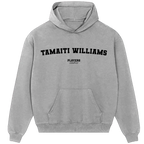 Tamaiti Williams hoodie – grey men's hoodie with black Tamaiti Williams letters and Players Couture logo on the chest