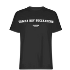 Tampa Bay Buccaneers t-shirt – black men's t-shirt with white Tampa Bay Buccaneers letters and Players Couture logo on the