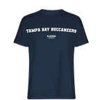 Tampa Bay Buccaneers t-shirt – navy men's t-shirt with white Tampa Bay Buccaneers letters and Players Couture logo on the