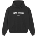 Tate McRae hoodie – black men's hoodie with white Tate McRae letters and Players Couture logo on the chest