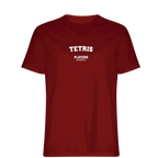 Tetris t-shirt – red men's t-shirt with white Tetris letters and Players Couture logo on the chest