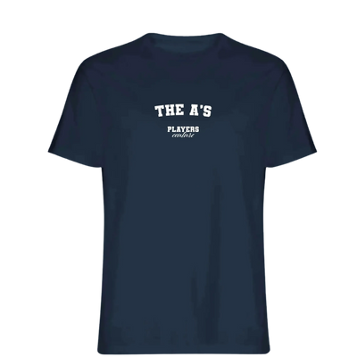 The A's t-shirt – navy men's t-shirt with white The A's letters and Players Couture logo on the chest