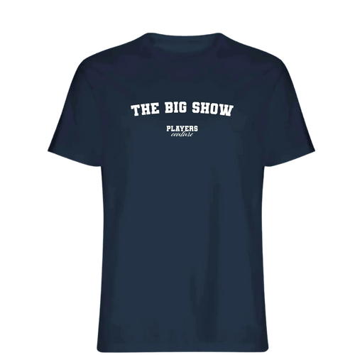 The Big Show t-shirt – navy men's t-shirt with white The Big Show letters and Players Couture logo on the chest