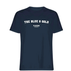 The Blue & Gold t-shirt – blue men's t-shirt with white The Blue & Gold letters and Players Couture logo on the chest
