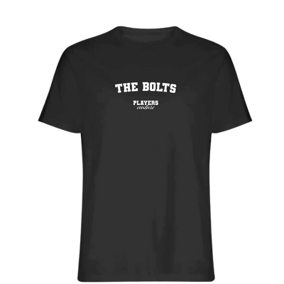 The Bolts t-shirt – black men's t-shirt with white The Bolts letters and Players Couture logo on the chest