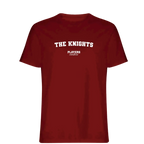 The Knights t-shirt – red men's t-shirt with white The Knights letters and Players Couture logo on the chest