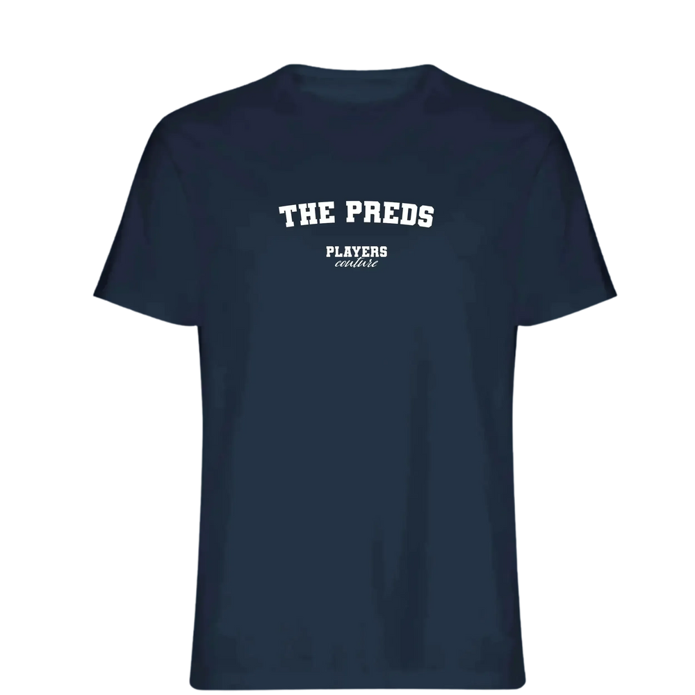 The Preds t-shirt – navy men's t-shirt with white The Preds letters and Players Couture logo on the chest