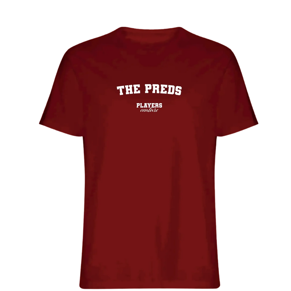 The Preds t-shirt – red men's t-shirt with white The Preds letters and Players Couture logo on the chest