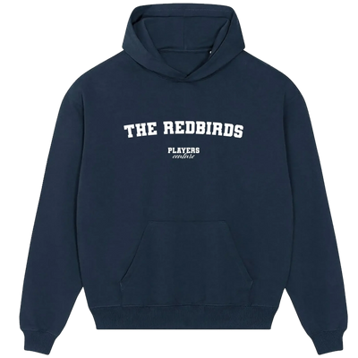 The Redbirds hoodie – navy men's hoodie with white The Redbirds letters and Players Couture logo on the chest